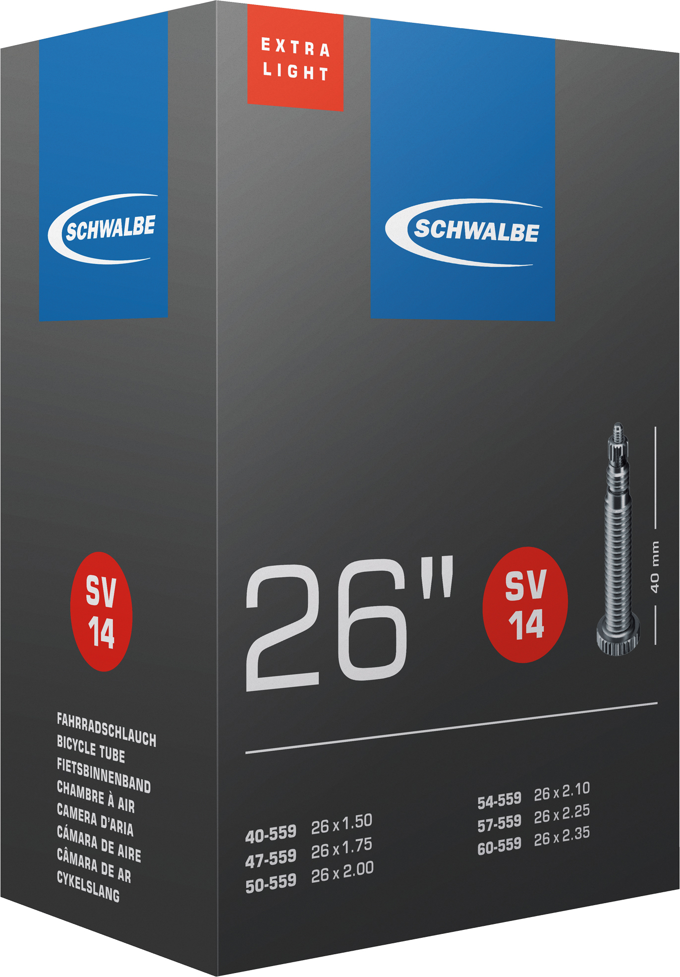 SCHWALBE duše SV14 EXTRA LIGHT 40/60-559 40MM