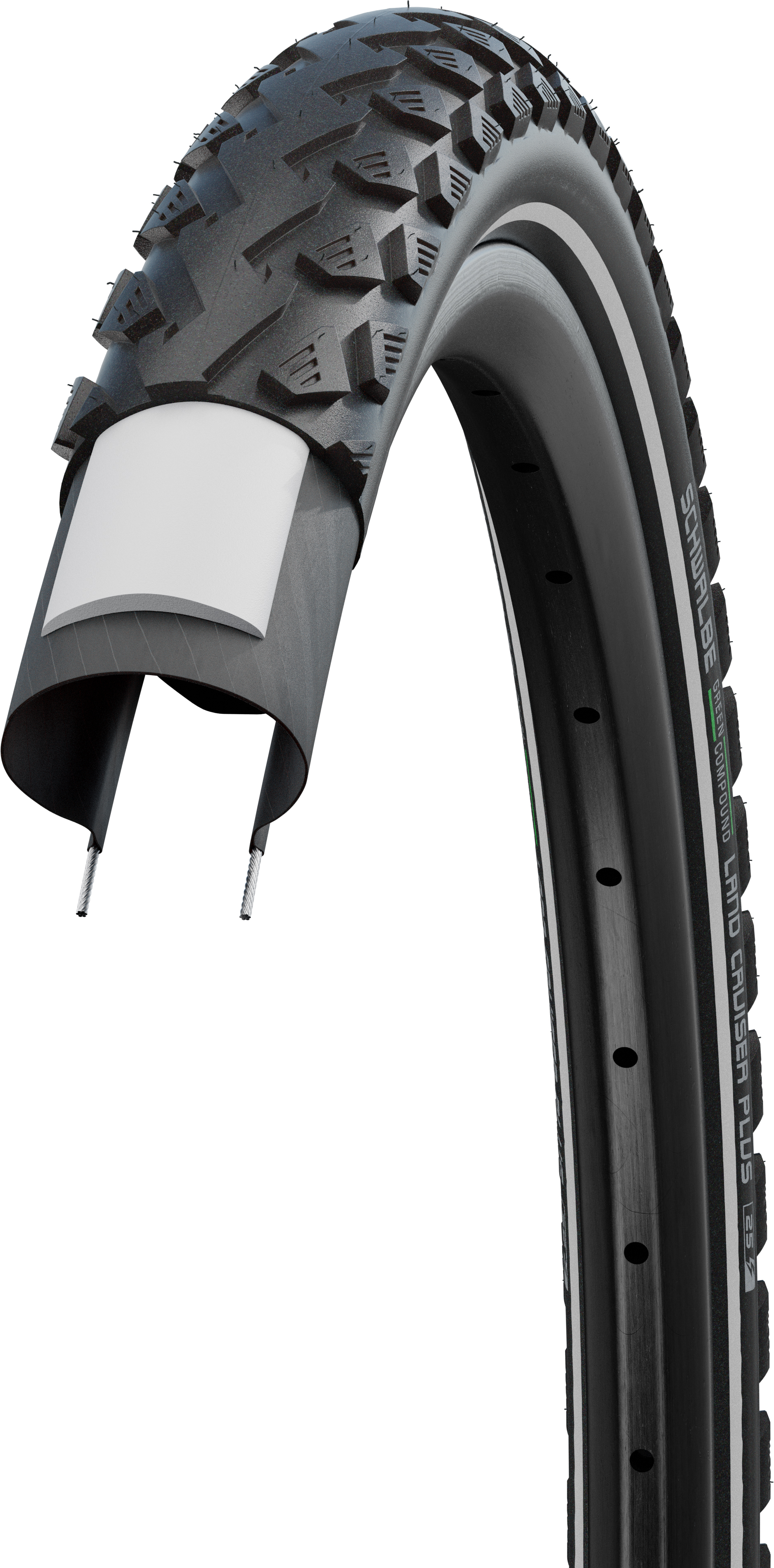 SCHWALBE plášť LAND CRUISER PLUS, 37-622, 28 x 1.40, PunctureGuard, 760 g, černá-reflexní